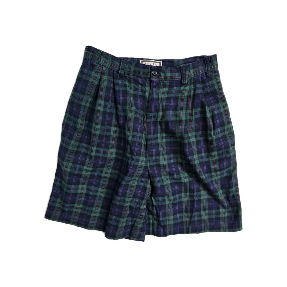 Vintage‎ Women's Hirise Shorts Green Plaid  12 GENZA